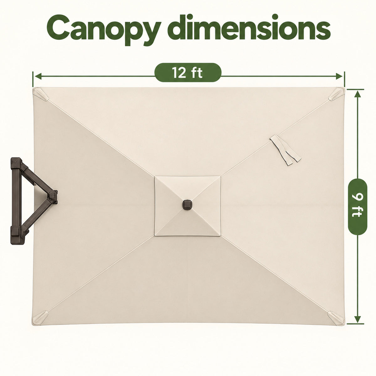 9 × 12 ft Rectangular Cantilever Patio Umbrella, Beige