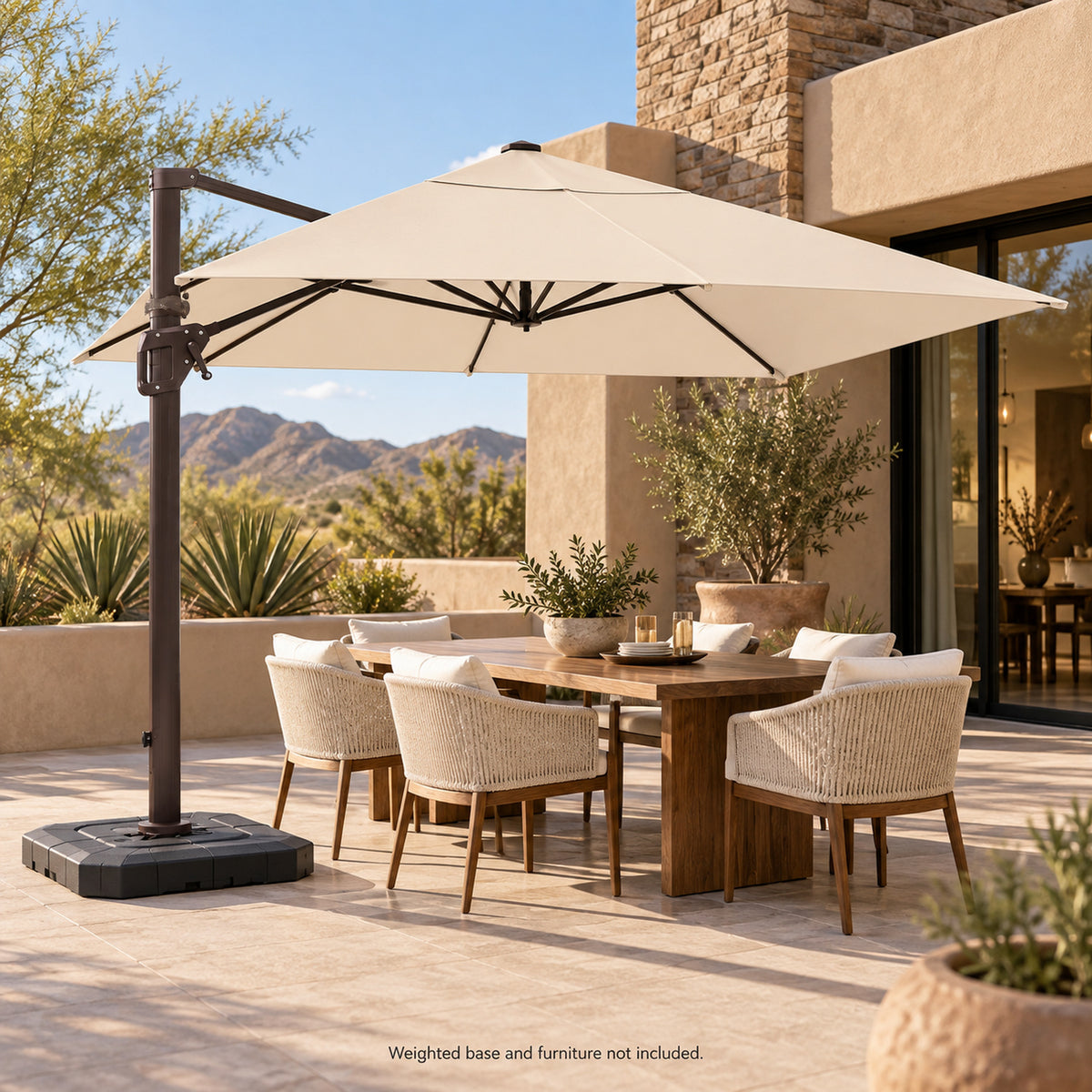 9 × 12 ft Rectangular Cantilever Patio Umbrella, Beige
