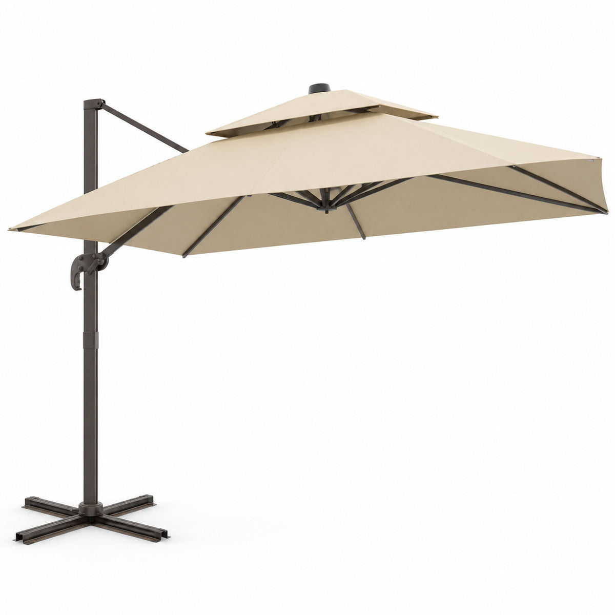 10 × 13 ft Double-Top Cantilever Patio Umbrella, Beige
