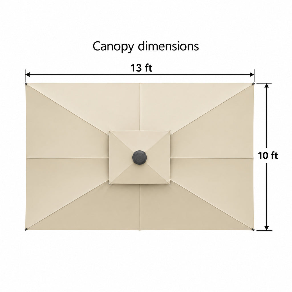 10 × 13 ft Double-Top Cantilever Patio Umbrella, Beige