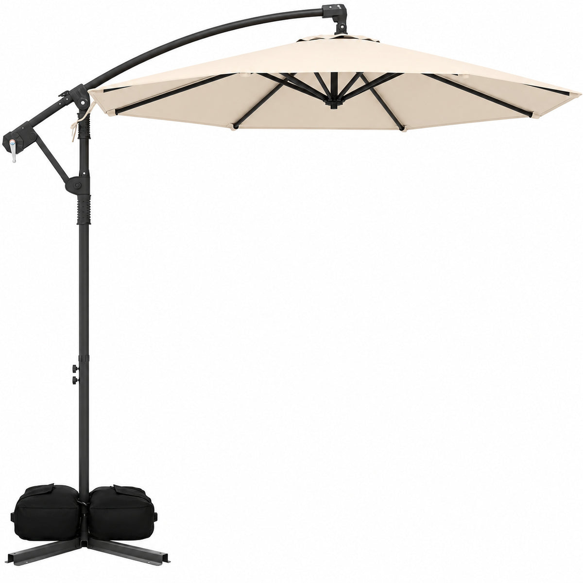10 ft Cantilever Patio Umbrella with Sandbag Base, Beige