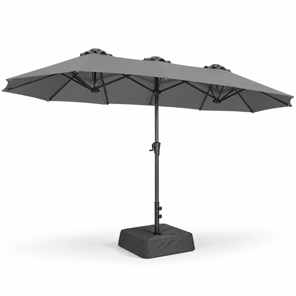 13 × 6.5 ft Double-Sided Patio Umbrella with Sandbag Base, Dark Gray