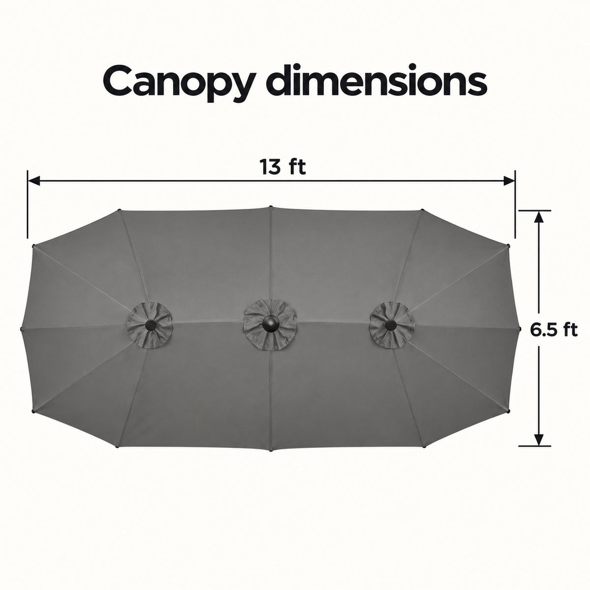 13 × 6.5 ft Double-Sided Patio Umbrella with Sandbag Base, Dark Gray